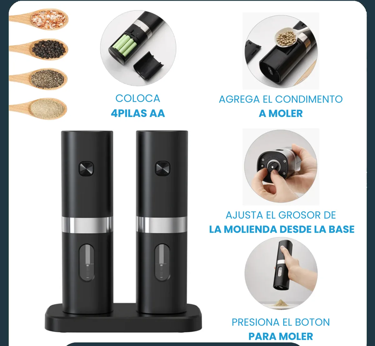 Molinillo Eléctrico Salero Y Pimentero